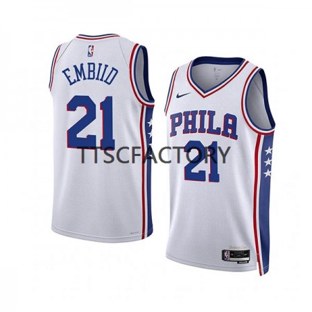 Maglia NBA Philadelphia 76ers Joel Embiid 21 Nike 2022-23 Association Edition Bianco Swingman - Uomo